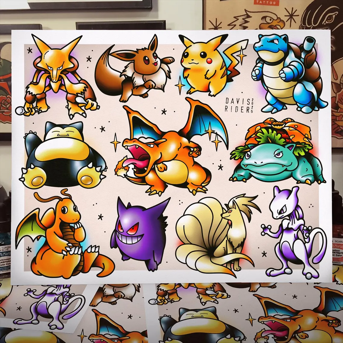Base Set Tattoo Flash Art Print