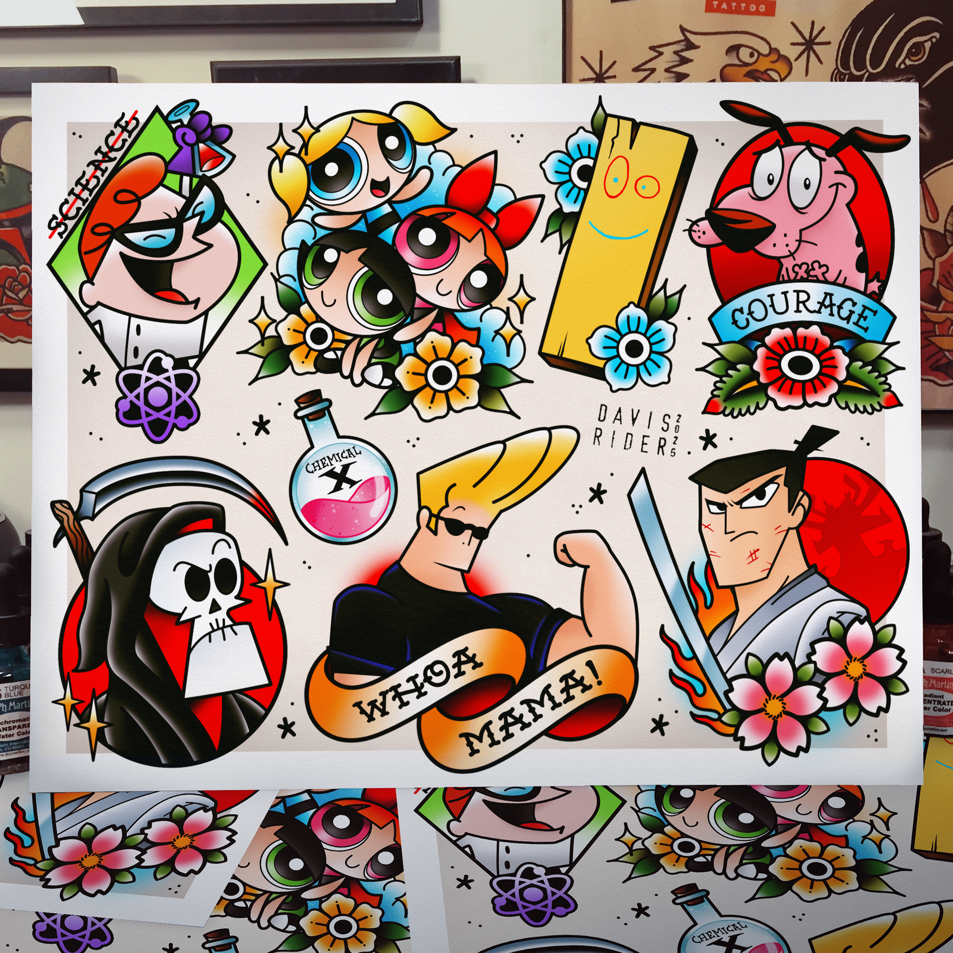 Cartoon Network Tattoo Flash Art Print