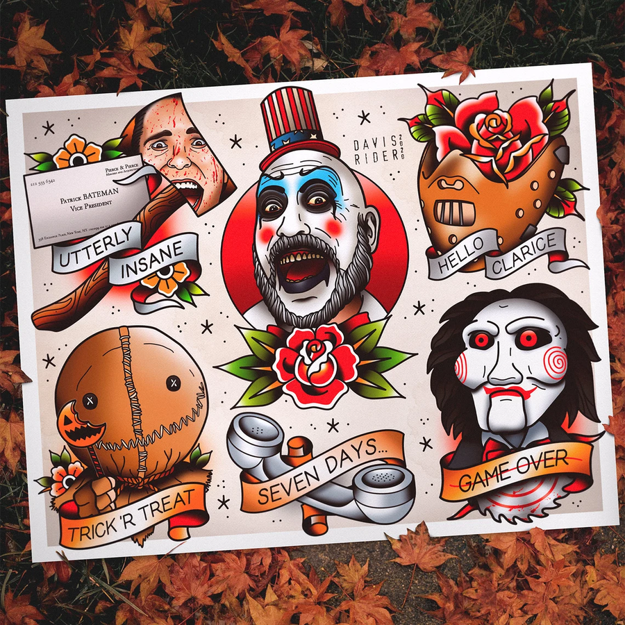 Modern Horror Tattoo Flash Art Print