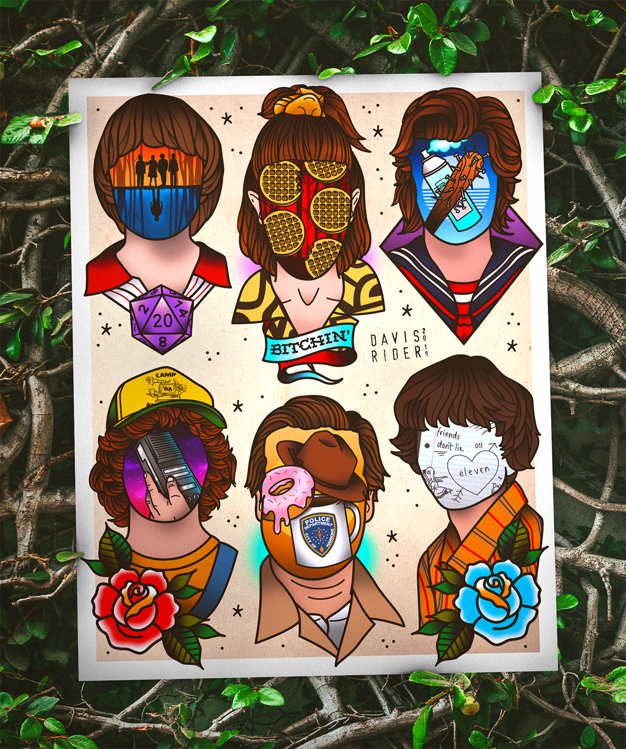Stranger Things Tattoo Flash Art Print