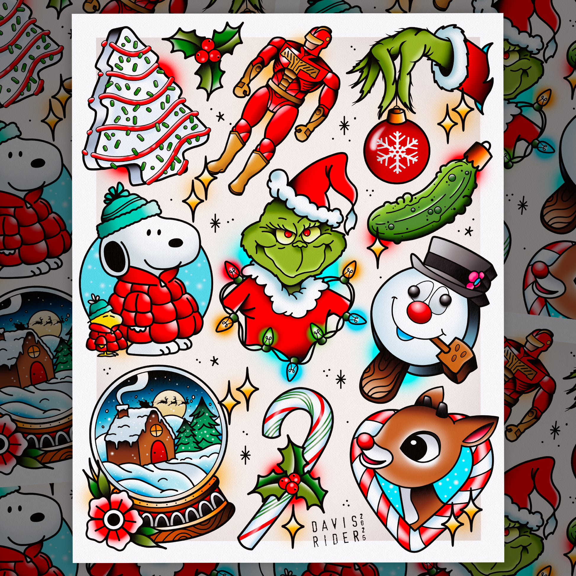 Christmas Tattoo Flash Art Print