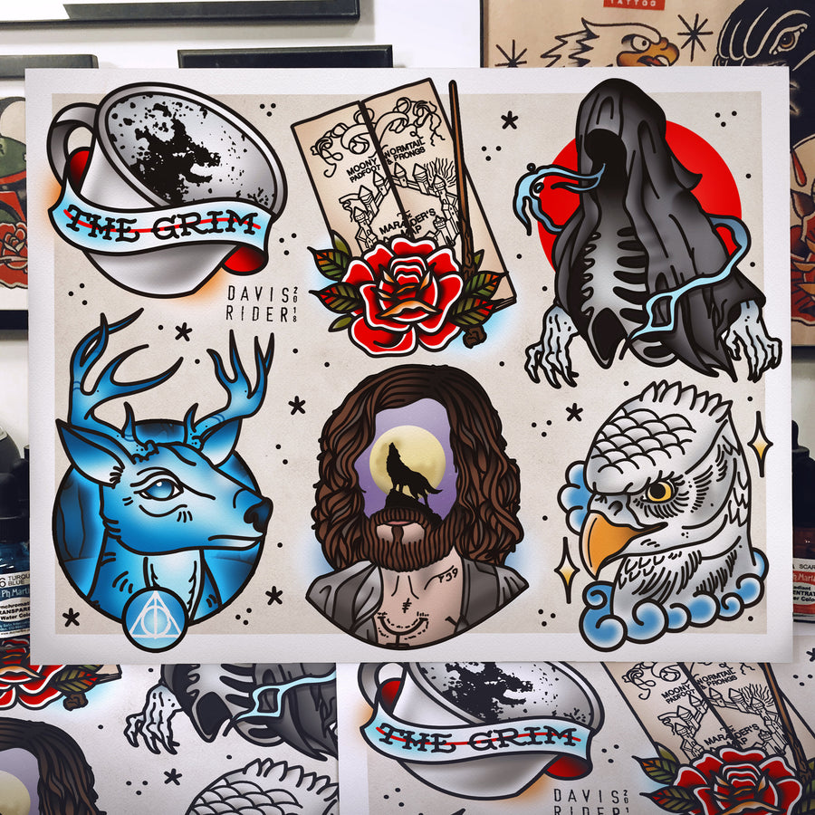 Prisoner Tattoo Flash Art Print