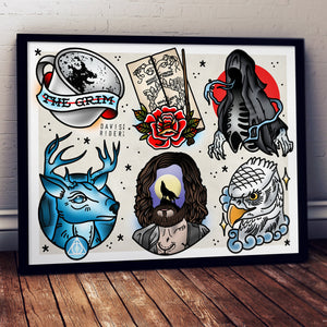 Prisoner Tattoo Flash Art Print