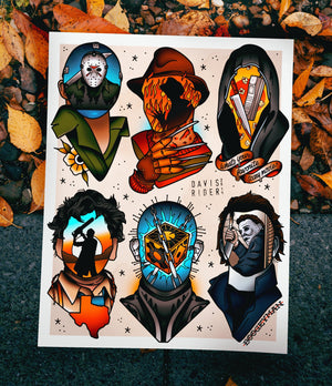 Horror No-Face Tattoo Flash Art Print