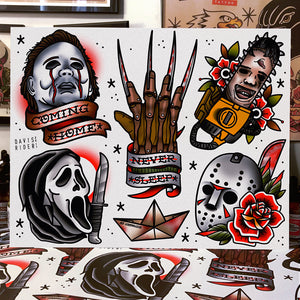 Horror Tattoo Flash Art Print