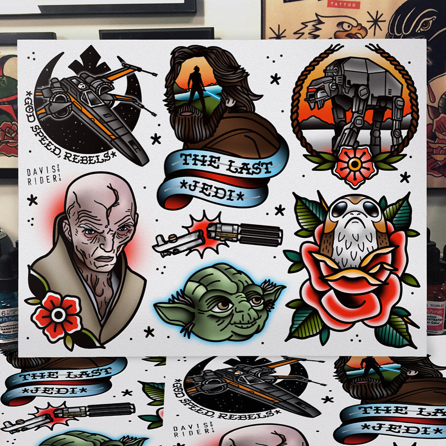 Star Wars Skywalker Saga Tattoo Flash Art Print Set