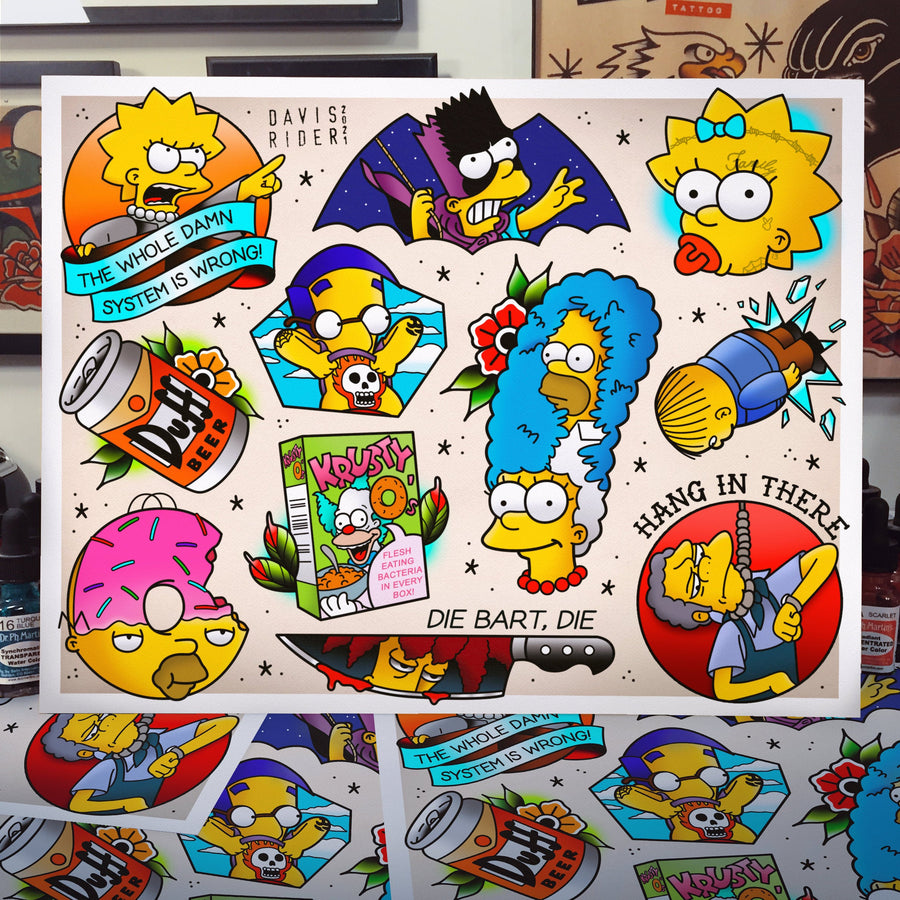 Springfield Tattoo Flash Art Print