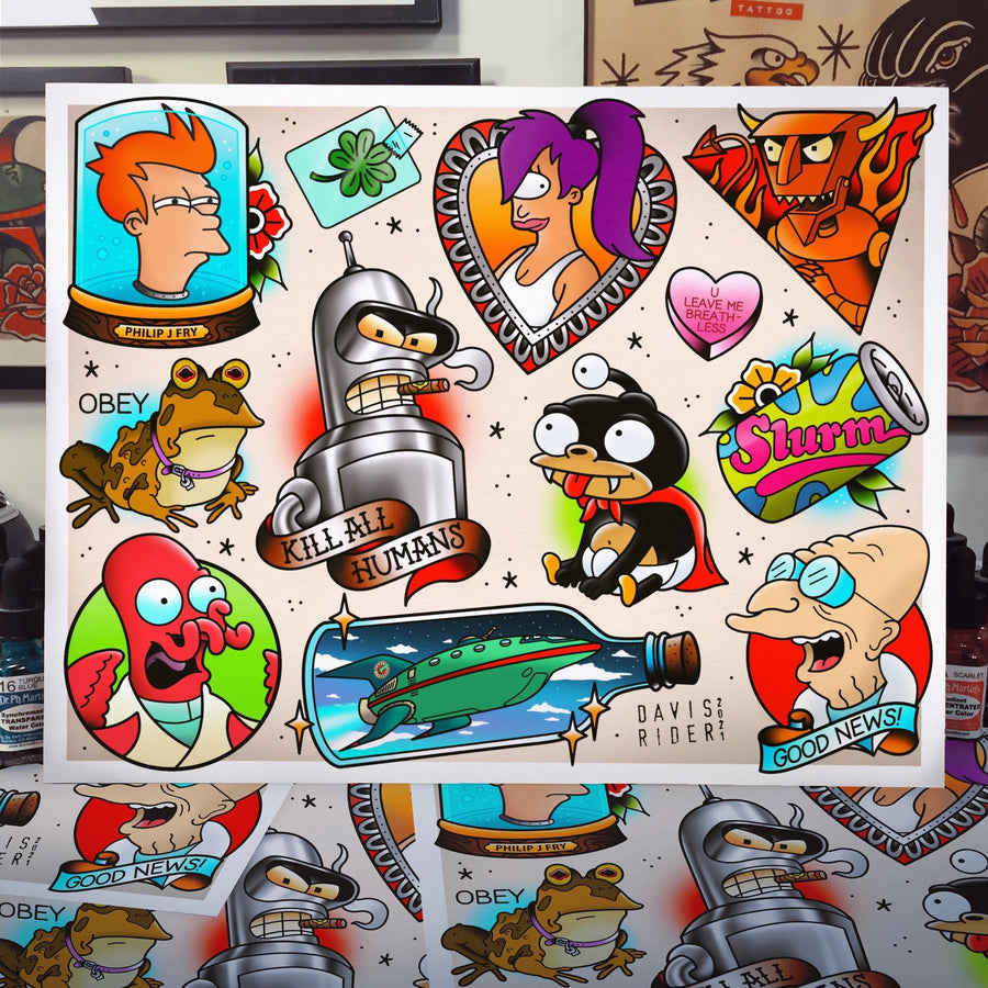 Planet Express Tattoo Flash Art Print