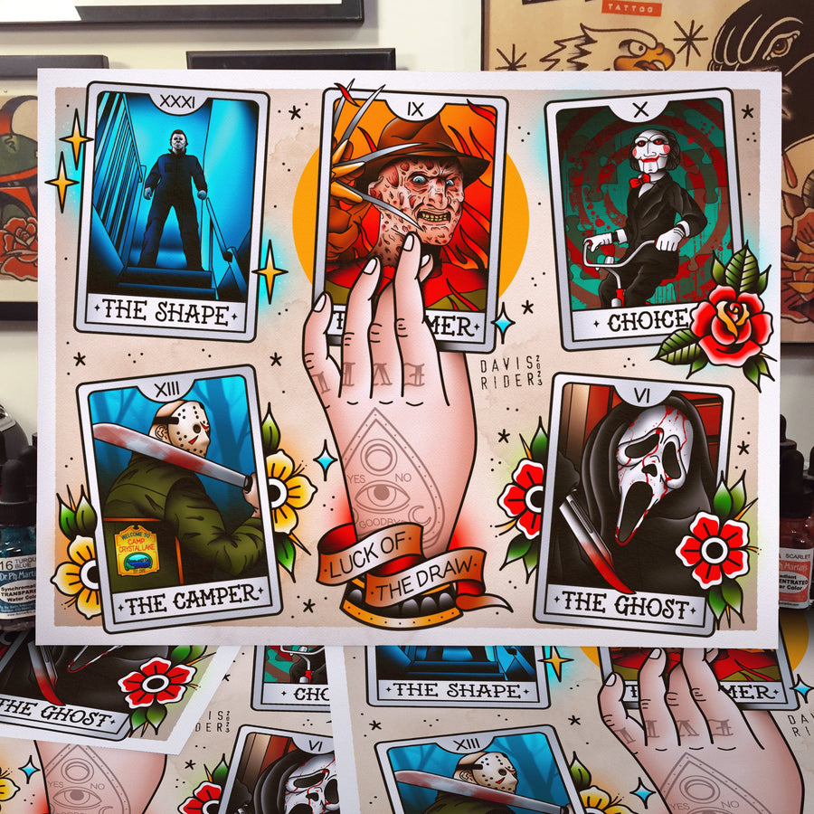 Horror Tarot Card Tattoo Flash Art Print